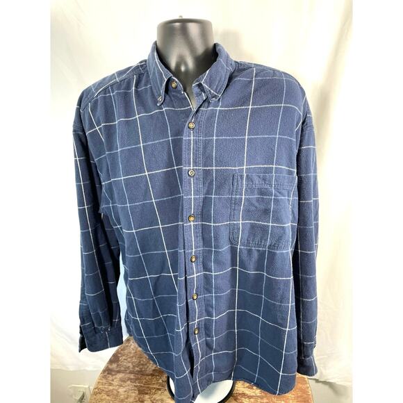 Steve Vintage LA Navy Plaid Button-Up Shirt – XL - Picture 1 of 5